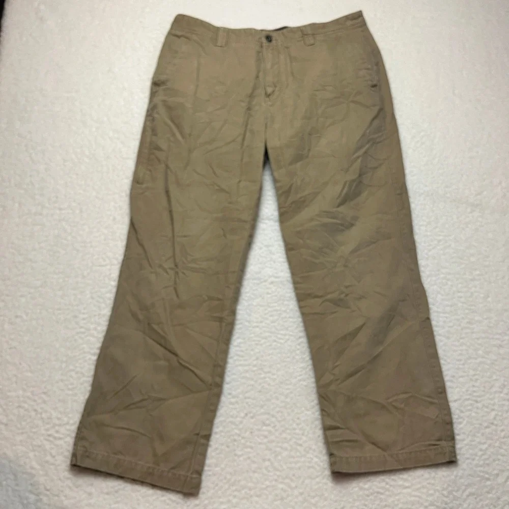 Weatherproof Pants Mens 36x30 Khaki Canvas Straight Leg‎ Casual SCWP532 Cotton